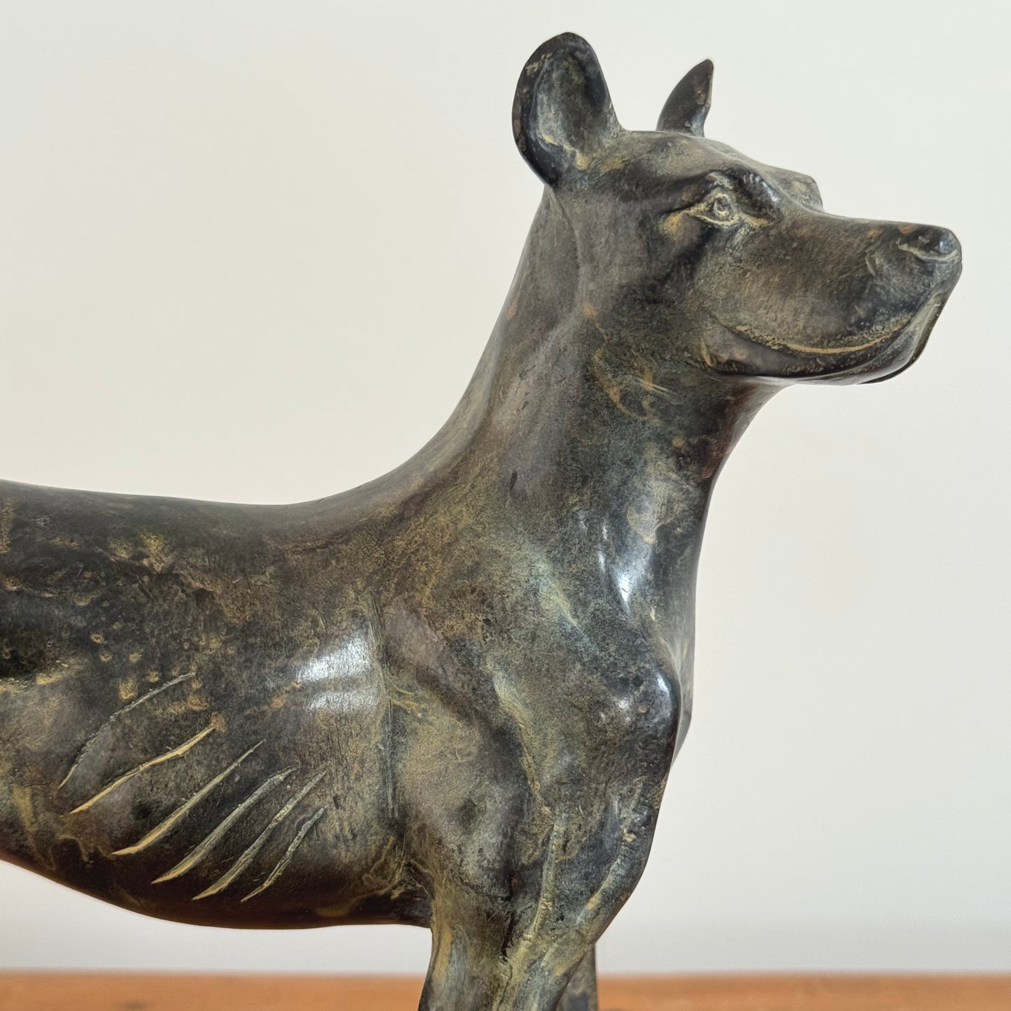 Bronze Doberman sculpture