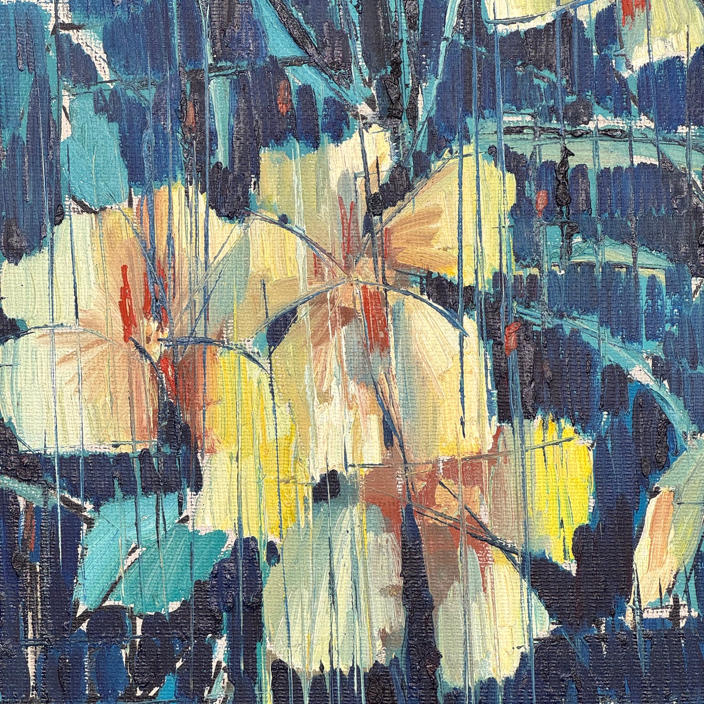 Mid-century abstract painting of flowers