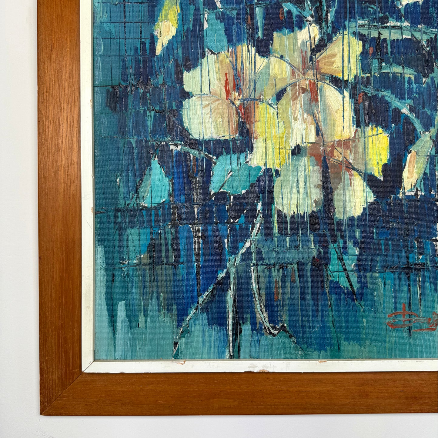 Mid-century abstract painting of flowers