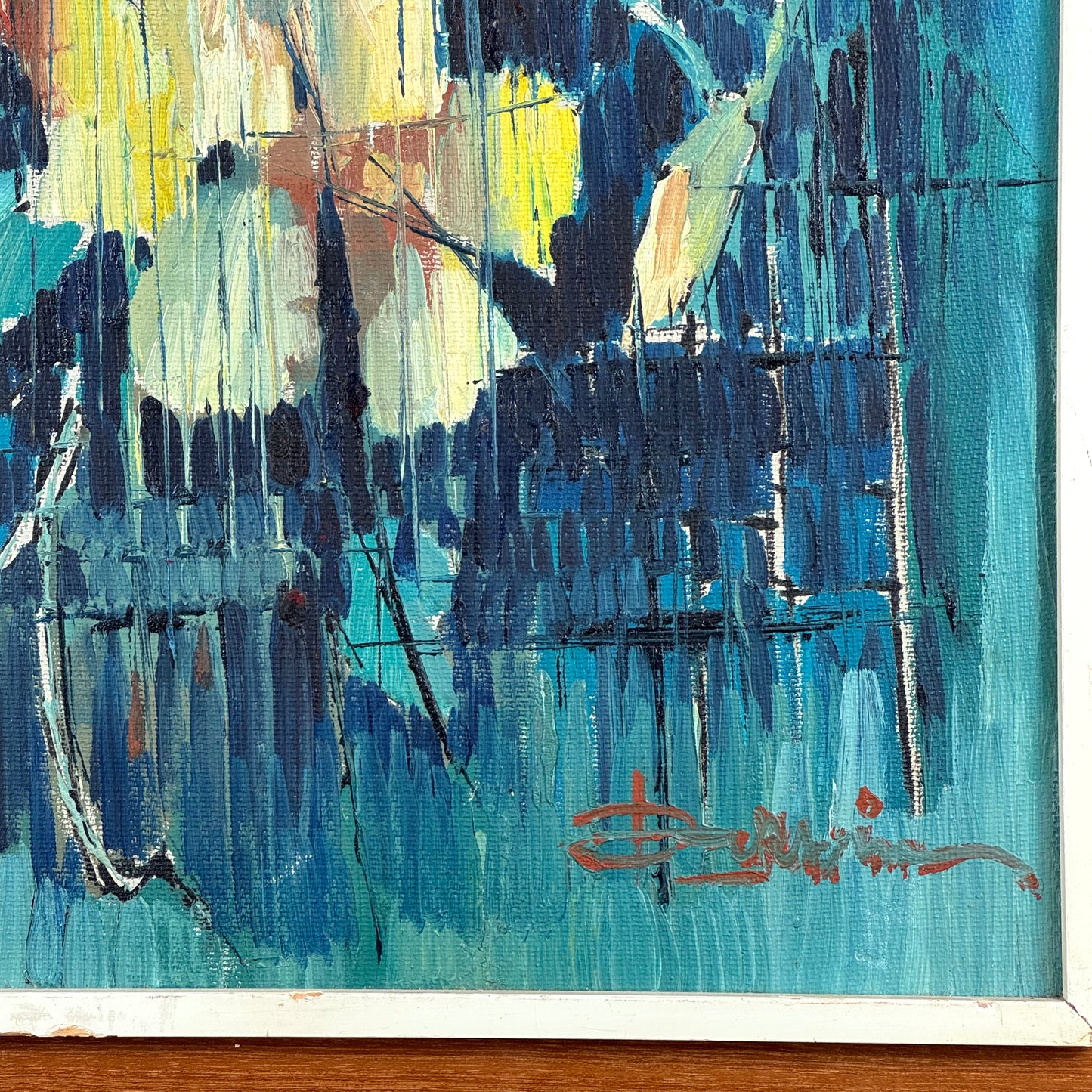 Mid-century abstract painting of flowers