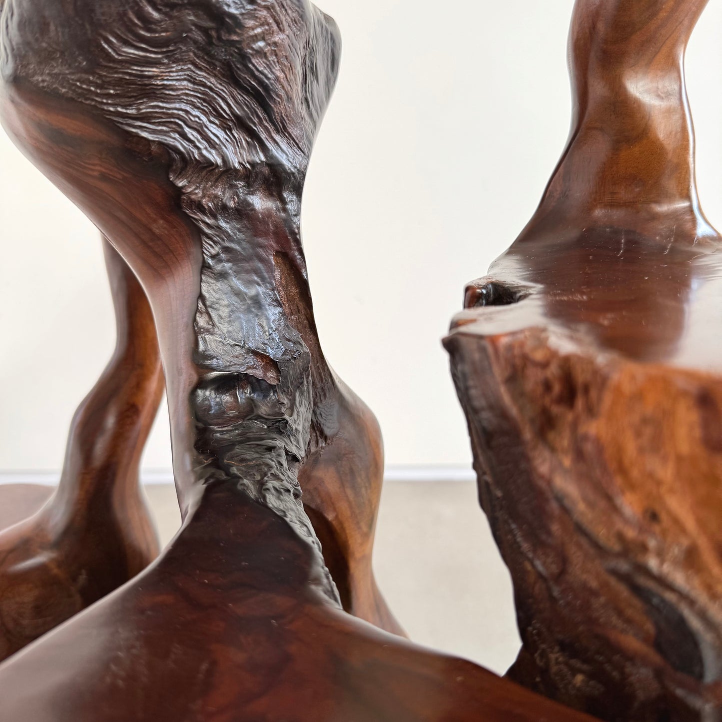 Japanese burl wood plant stand