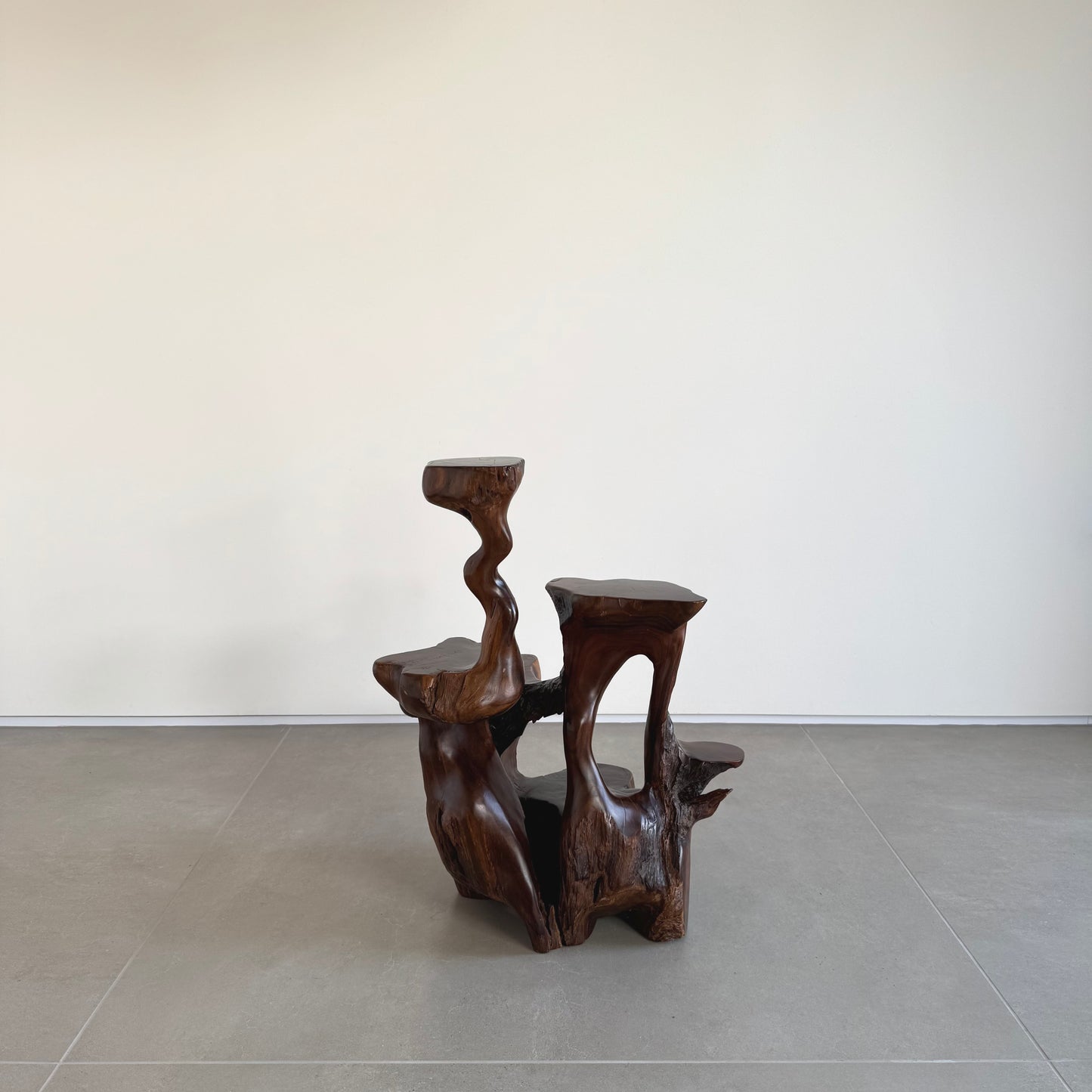 Japanese burl wood plant stand
