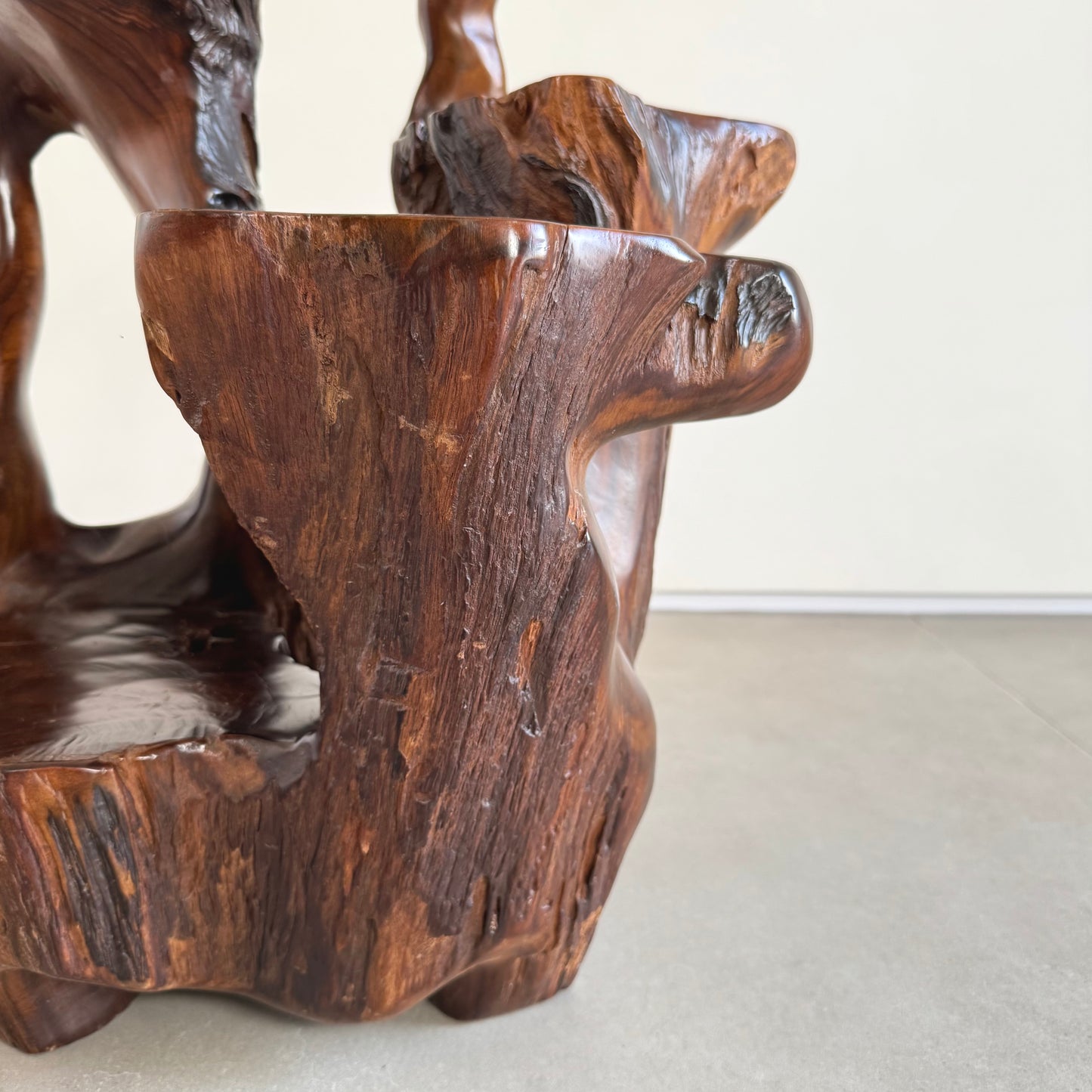 Japanese burl wood plant stand