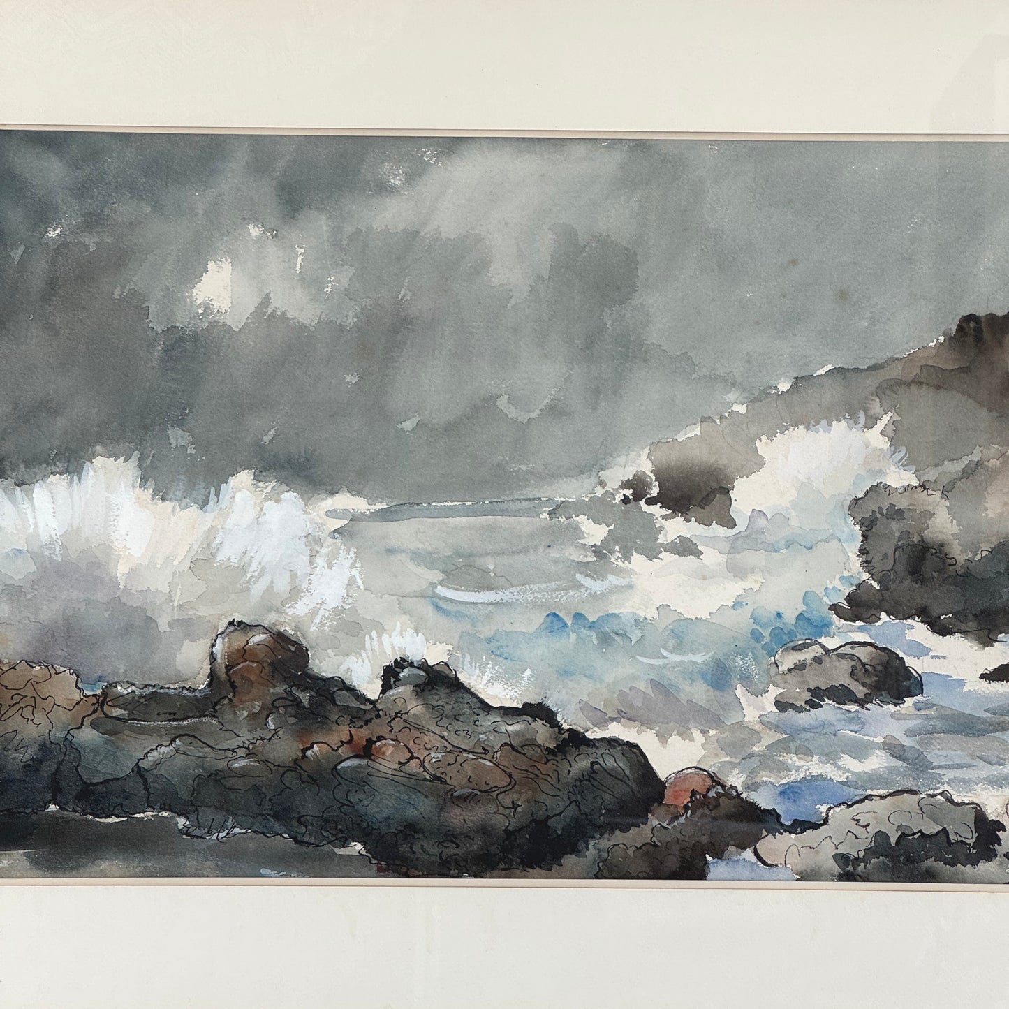Adolphe Remy Large watercolour and charcoal painting