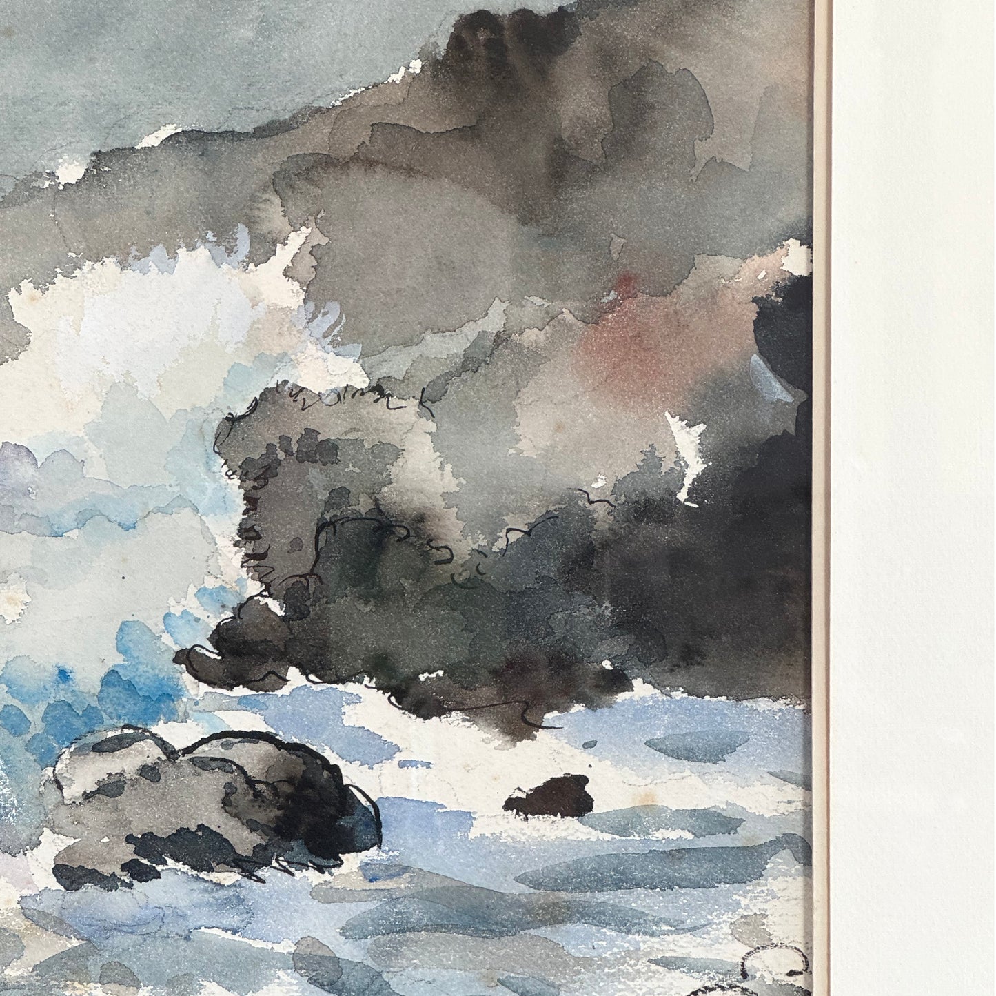 Adolphe Remy Large watercolour and charcoal painting