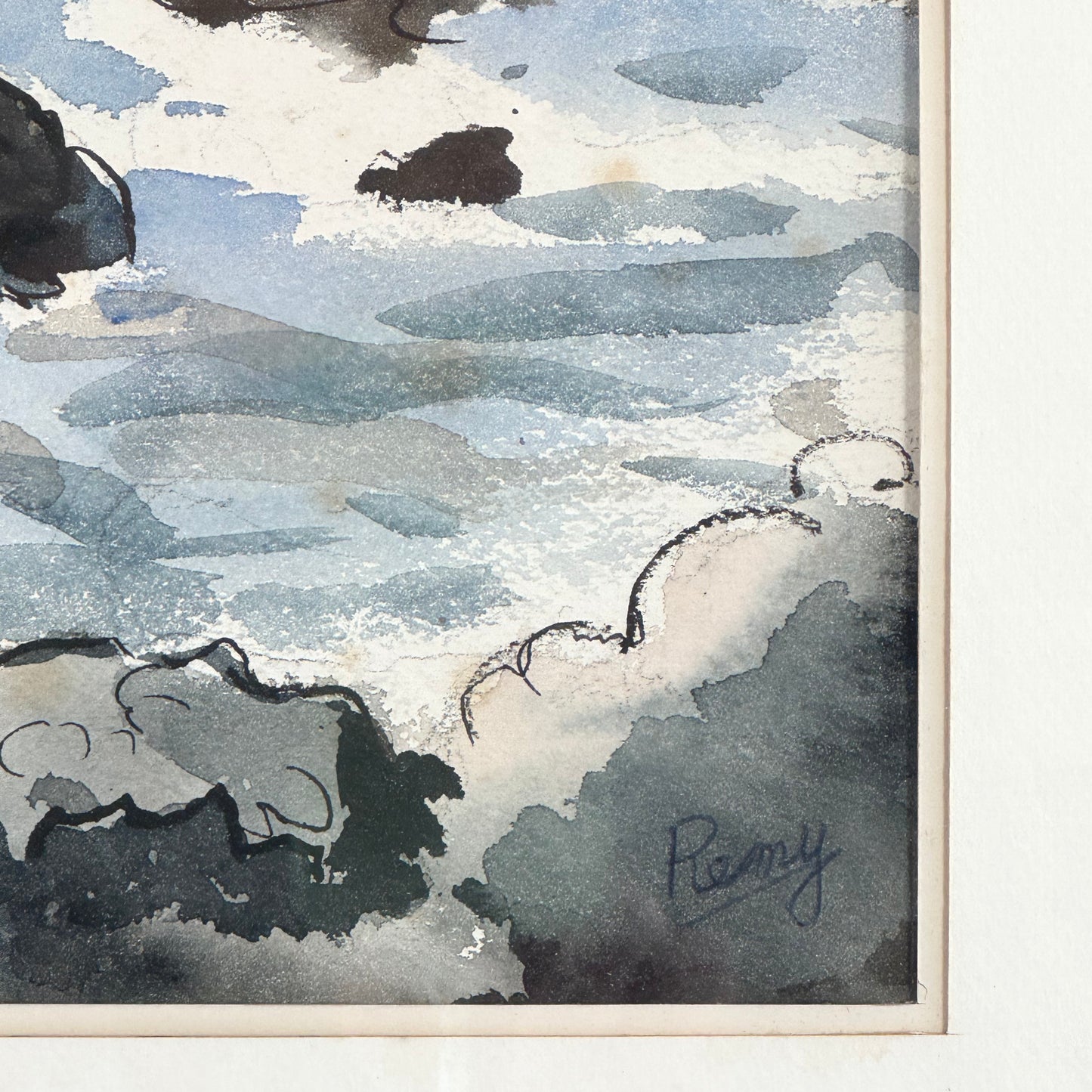 Adolphe Remy Large watercolour and charcoal painting