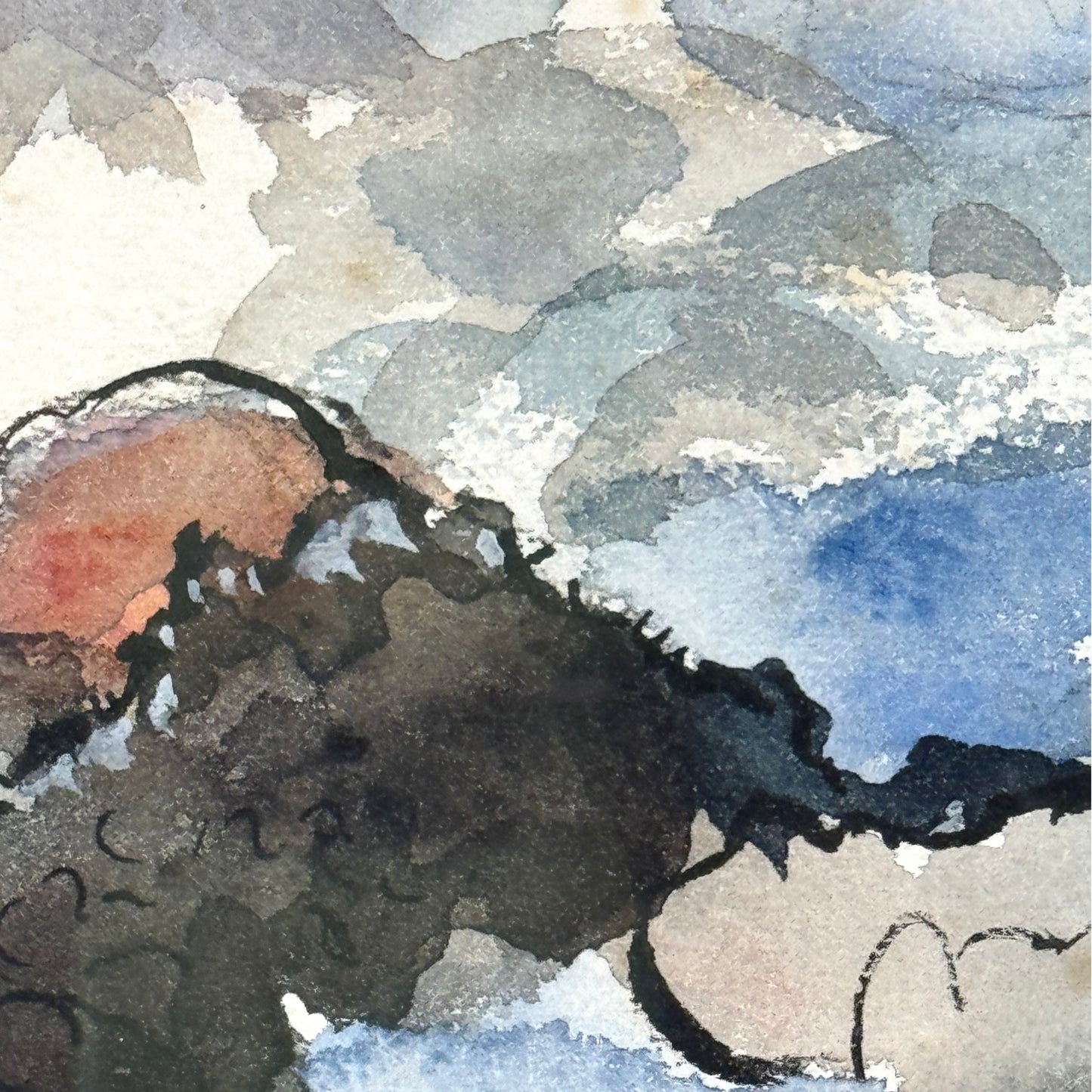 Adolphe Remy Large watercolour and charcoal painting