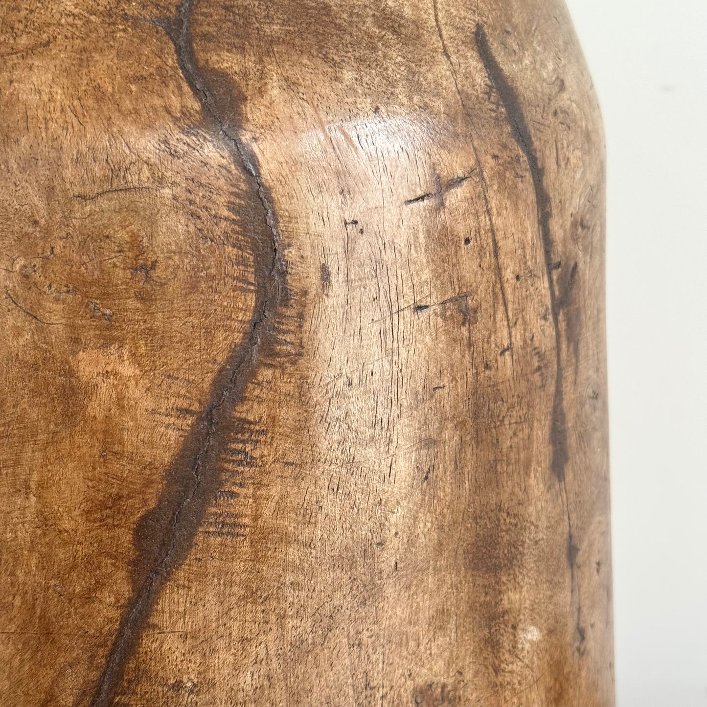 Large antique wood butter churn pot